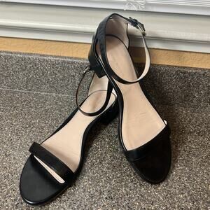 Stuart Weitzman Women's EU 41 US 10.5 Sandals Ankle Strap Black Leather Open Toe